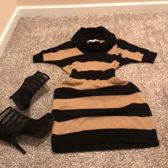 Black and Tan knit dress - Picture 2 of 4